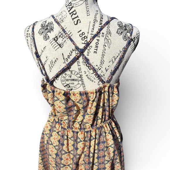 Xhilaration Dress Medium Abstract Faux Wrap Neck Babydoll Boho Cottagecore Farm - Picture 3 of 15